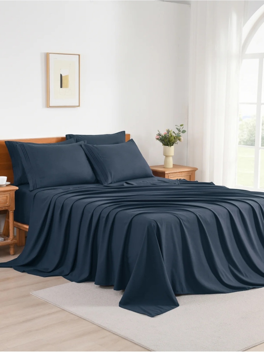 Abrand Midnight Blue king Sheet Set - Elegant Navy Bedding
